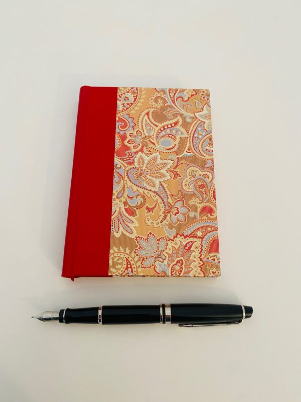 small red paisley journal