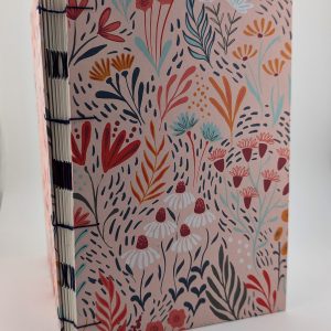 Large Pink Wild Flower Coptic Journal