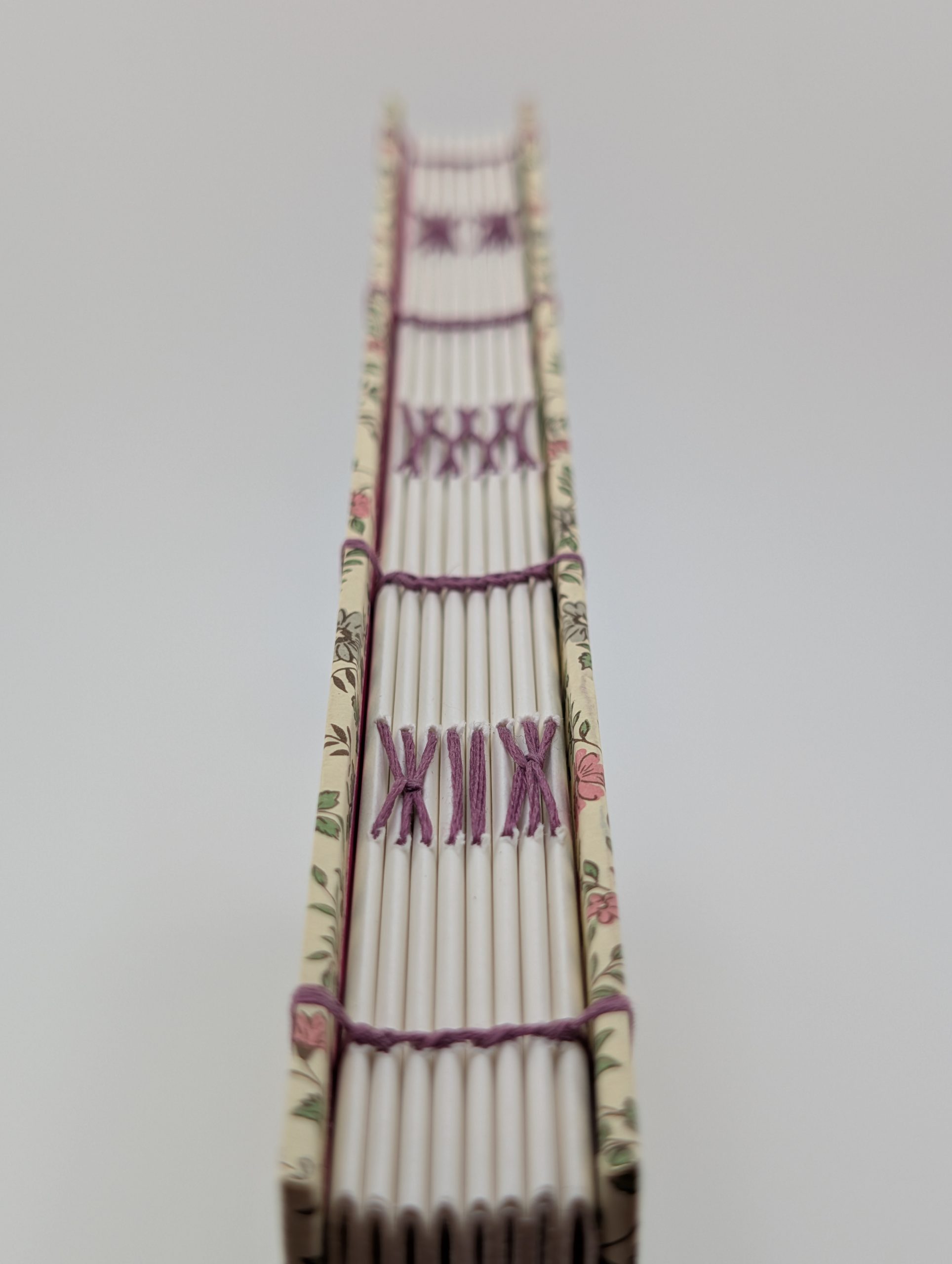 Large pink and grey flower Coptic journal - Image 6