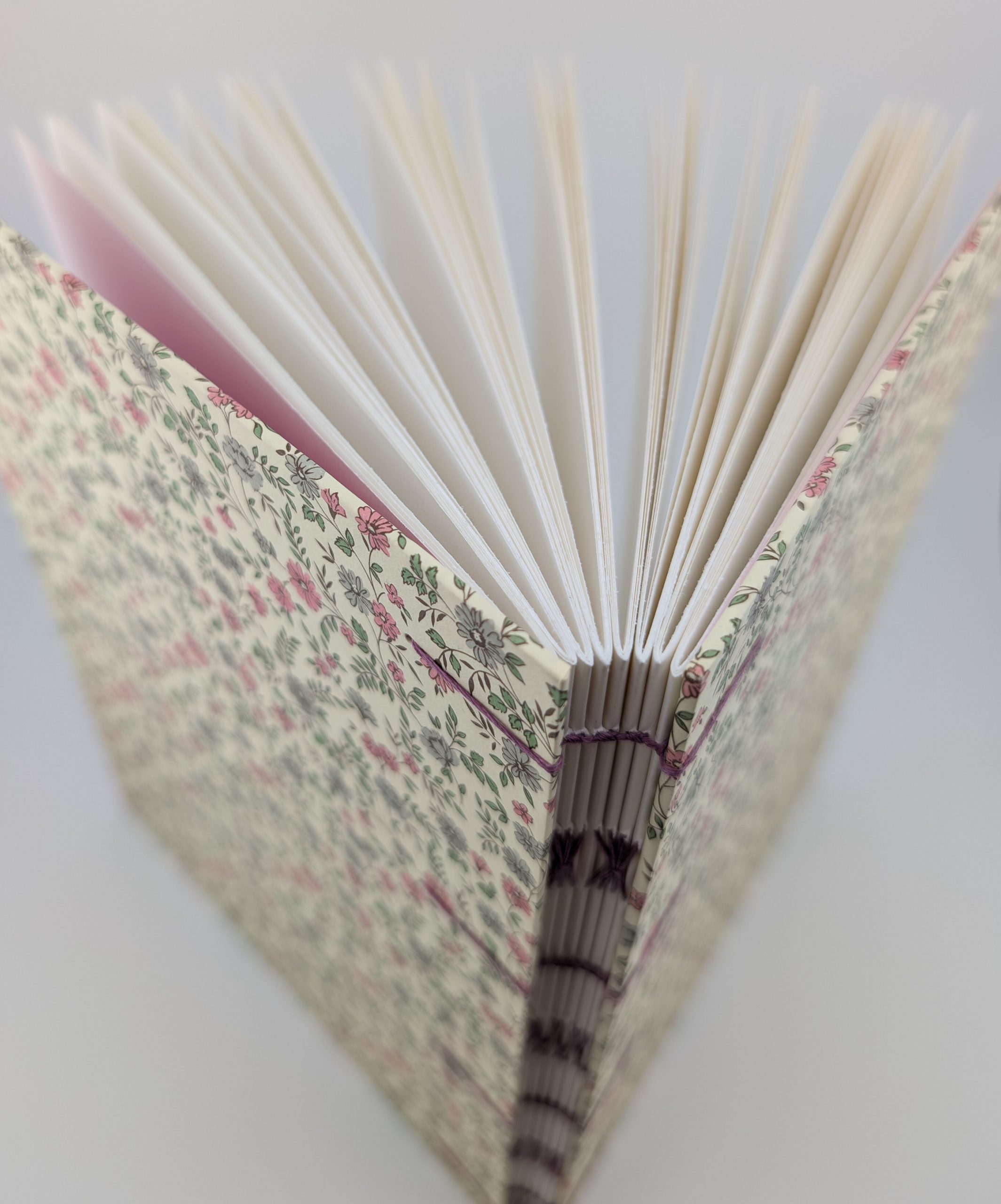 Large pink and grey flower Coptic journal - Image 5