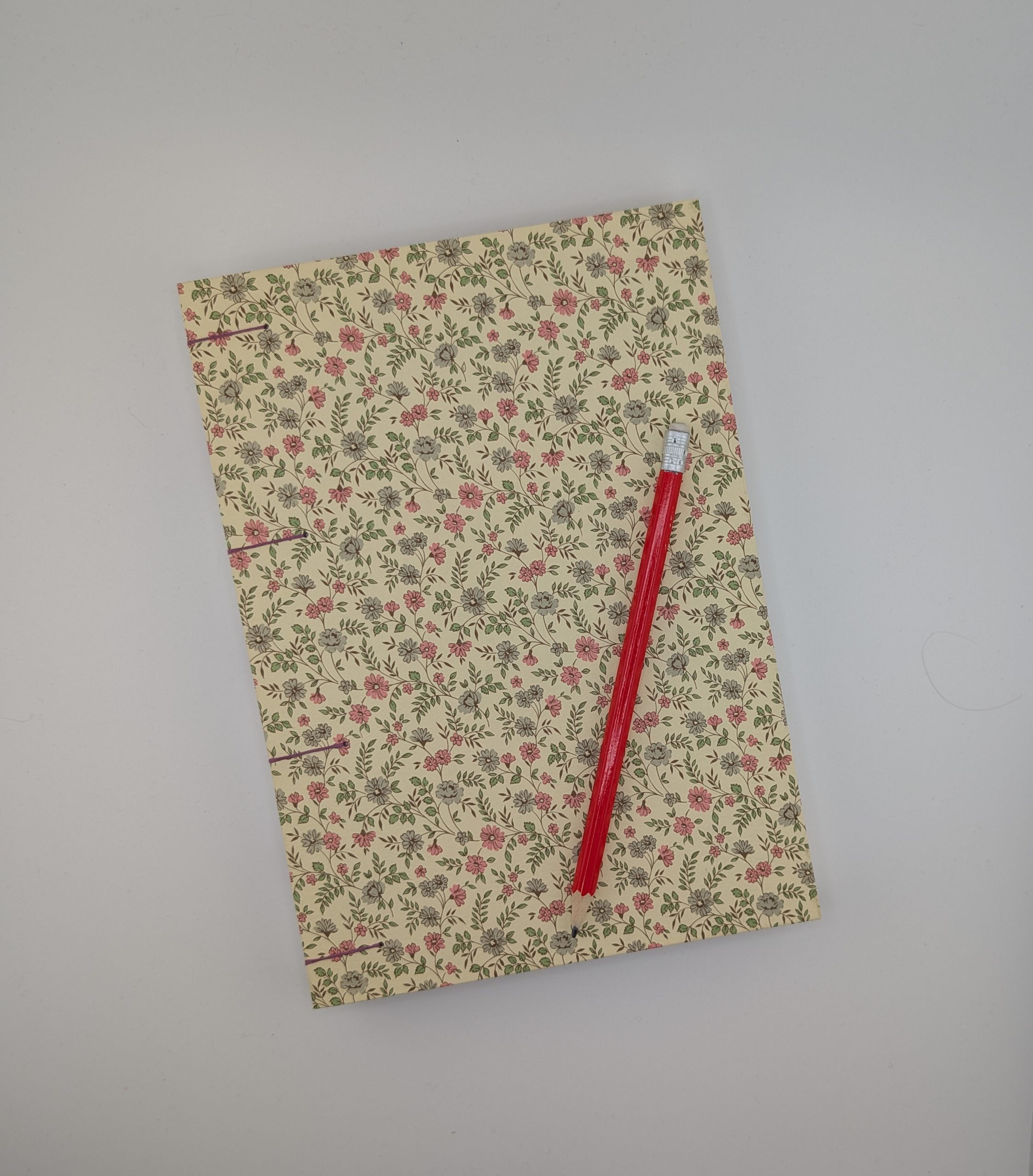 Large pink and grey flower Coptic journal - Image 4